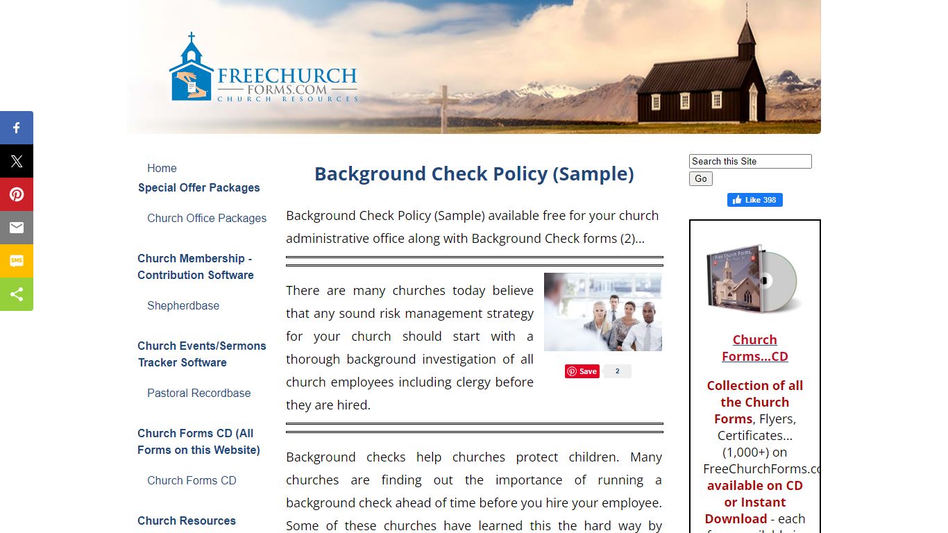 Background Check Policy - Free Church Forms